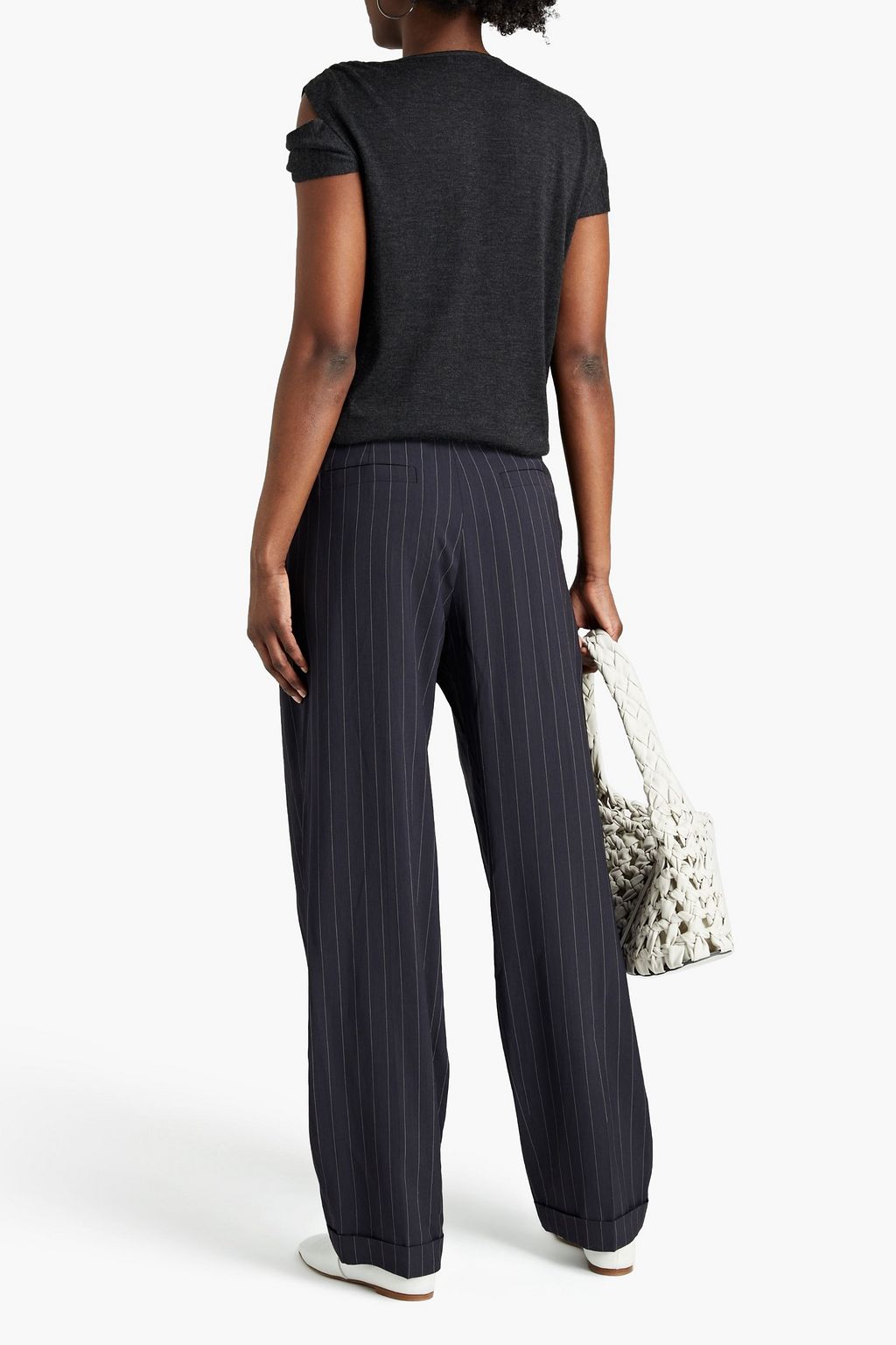 BRUNELLO CUCINELLI Cutout mélange cashmere and silk-blend top