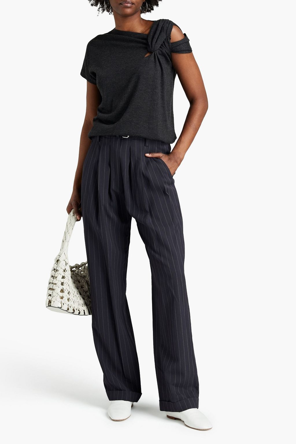 BRUNELLO CUCINELLI Cutout mélange cashmere and silk-blend top