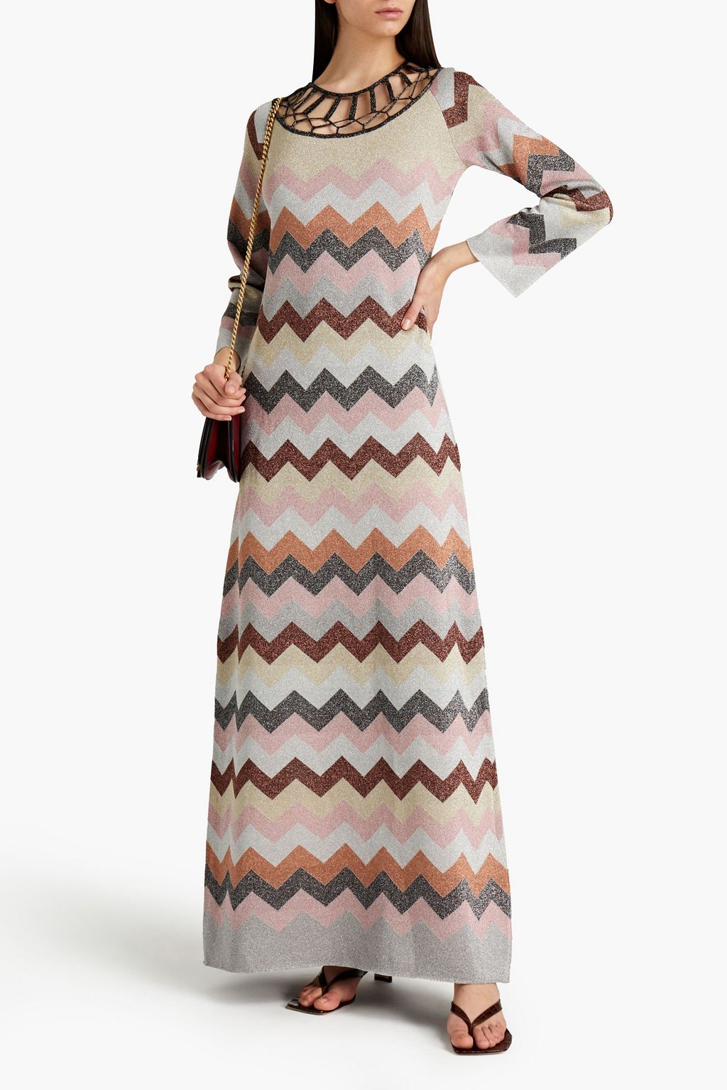 MISSONI Metallic intarsia-knit maxi dress