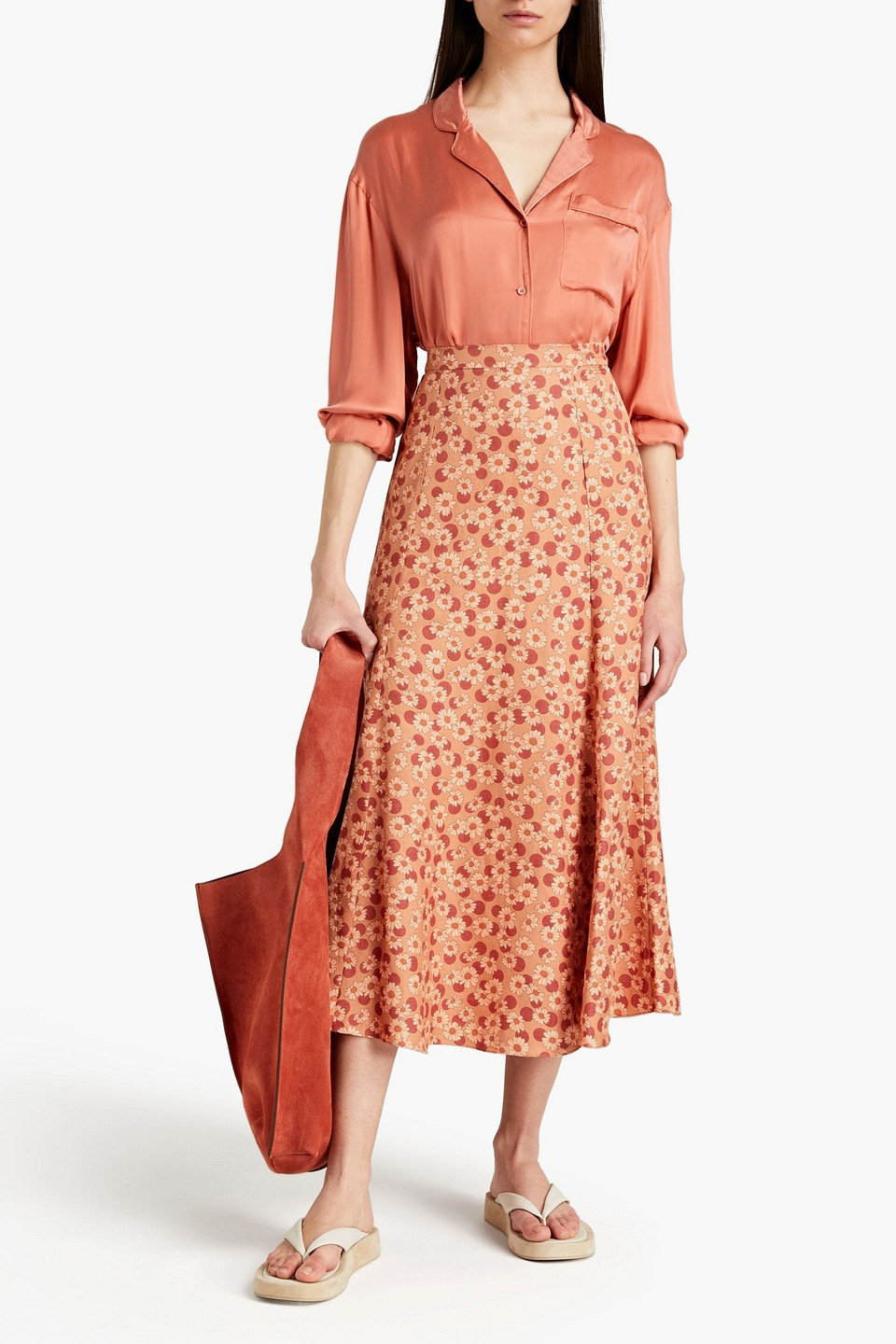 American Vintage Satin Shirt In Orange