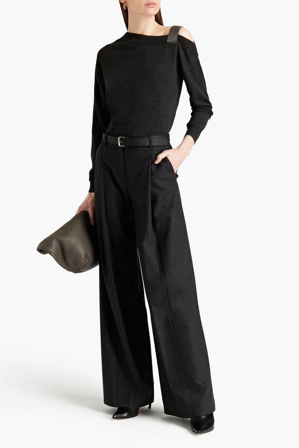 BRUNELLO CUCINELLI Bead-embellished cashmere and silk-blend sweater