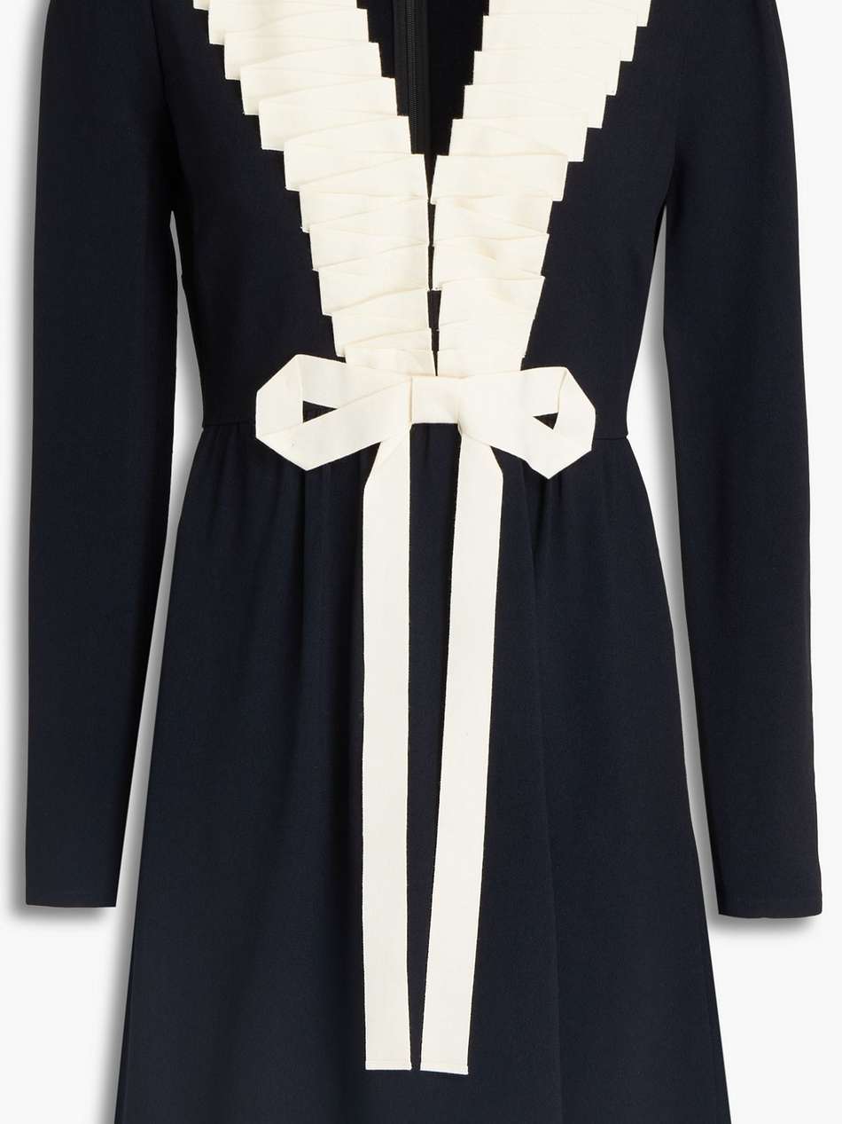 pleated two-tone crepe mini dress