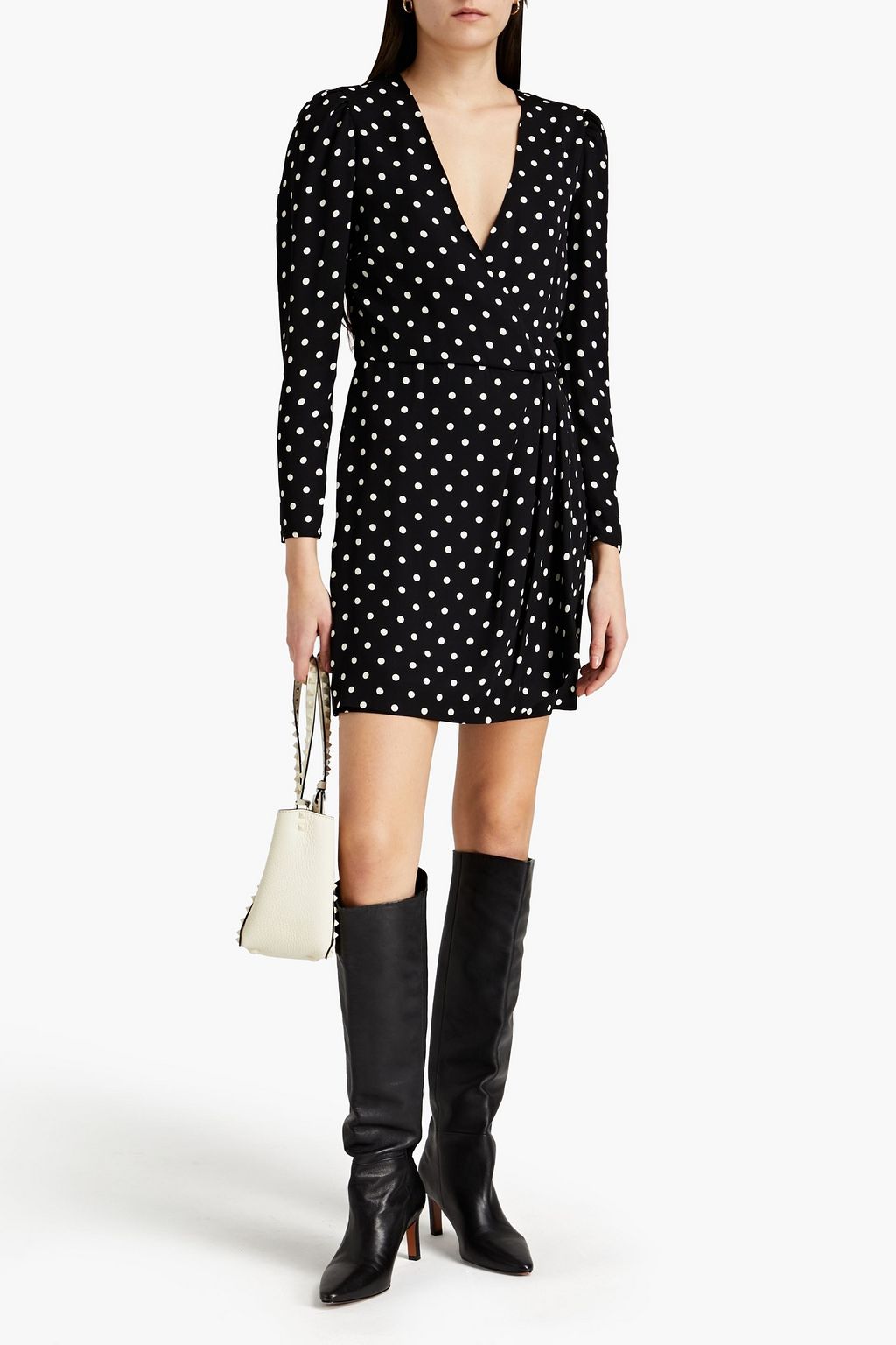 REDVALENTINO Minikleid aus Crêpe mit Polka-Dots und Wickeleffekt