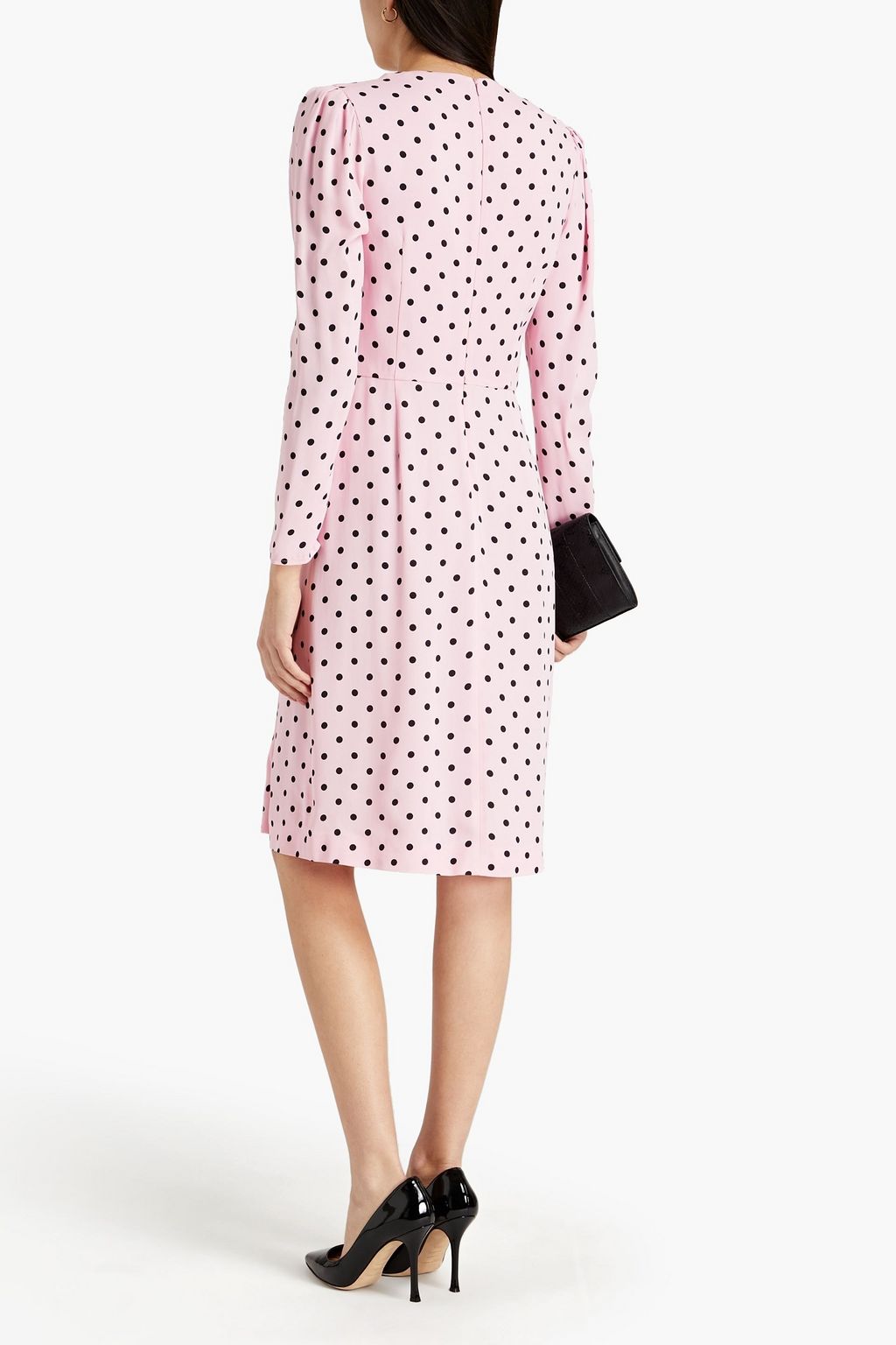 REDVALENTINO Wrap-effect pleated polka-dot crepe dress