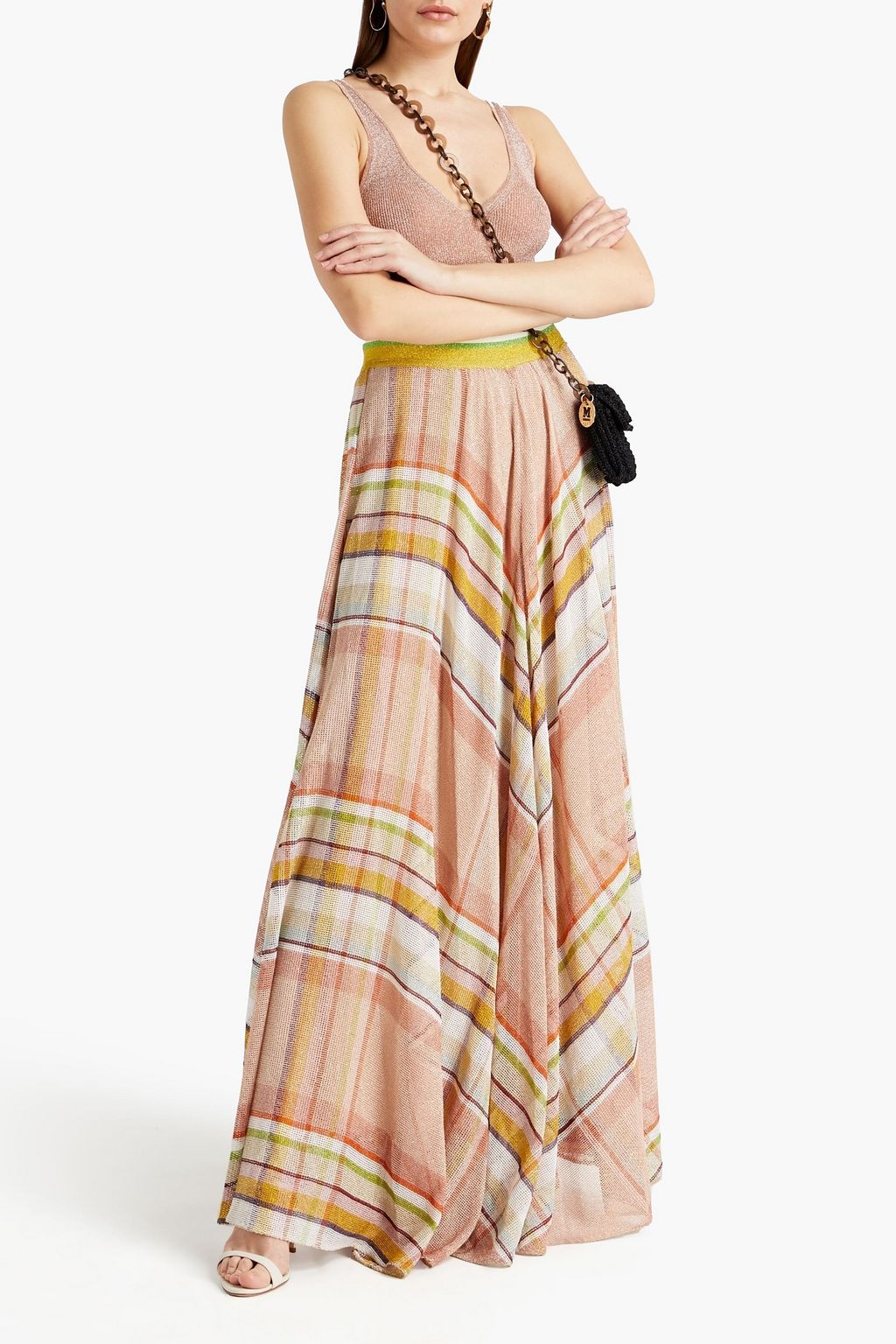 MISSONI Metallic crochet-knit maxi skirt