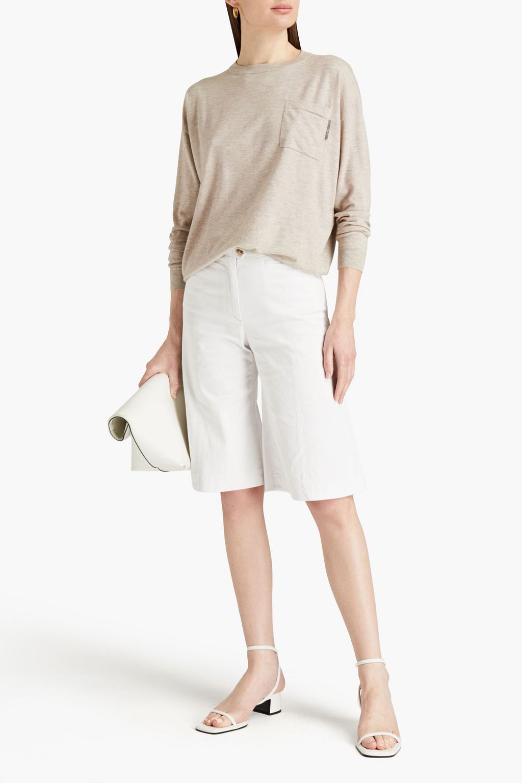 BRUNELLO CUCINELLI ビーズ付き メランジニット セーター