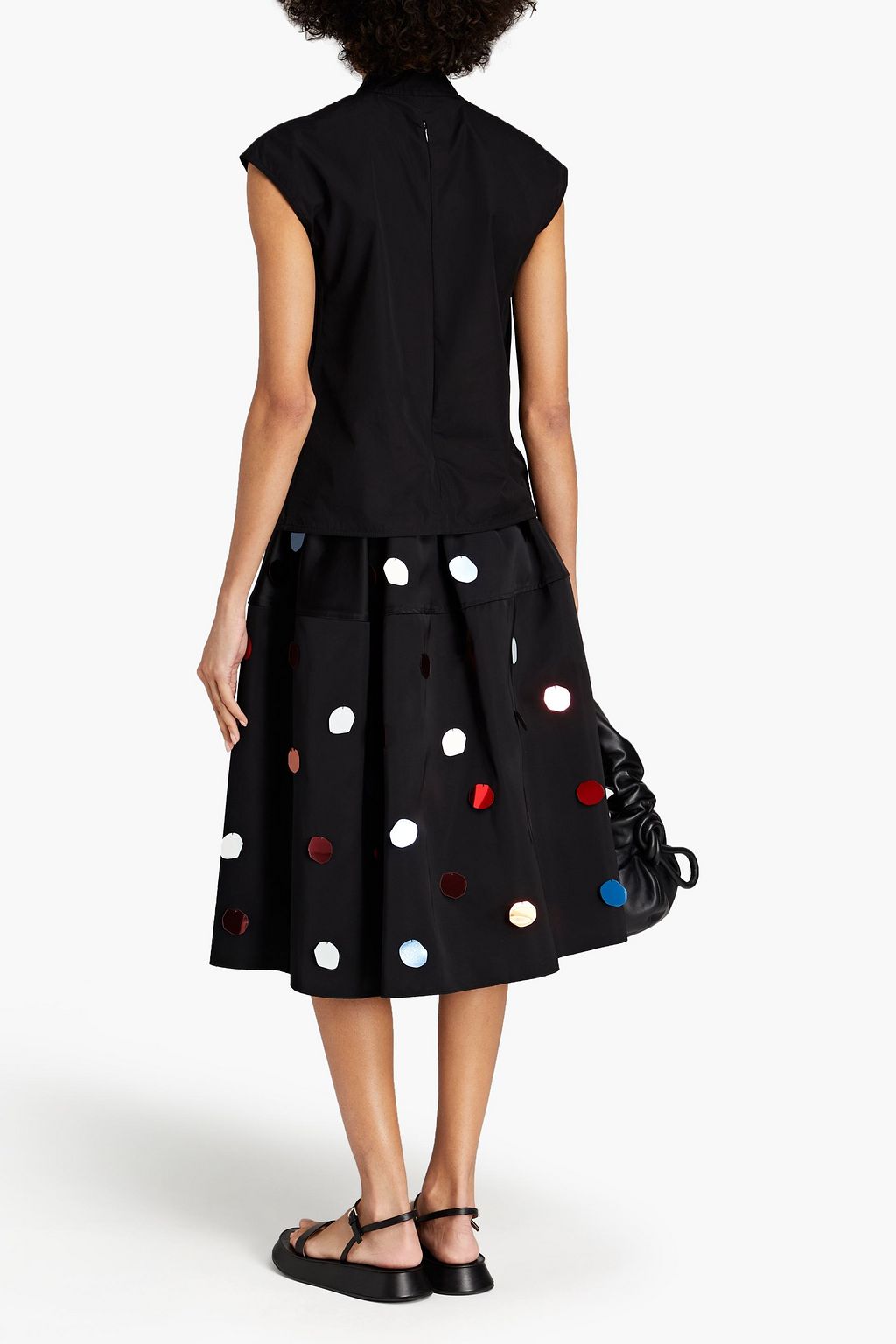 MARNI Gathered appliquéd taffeta midi skirt