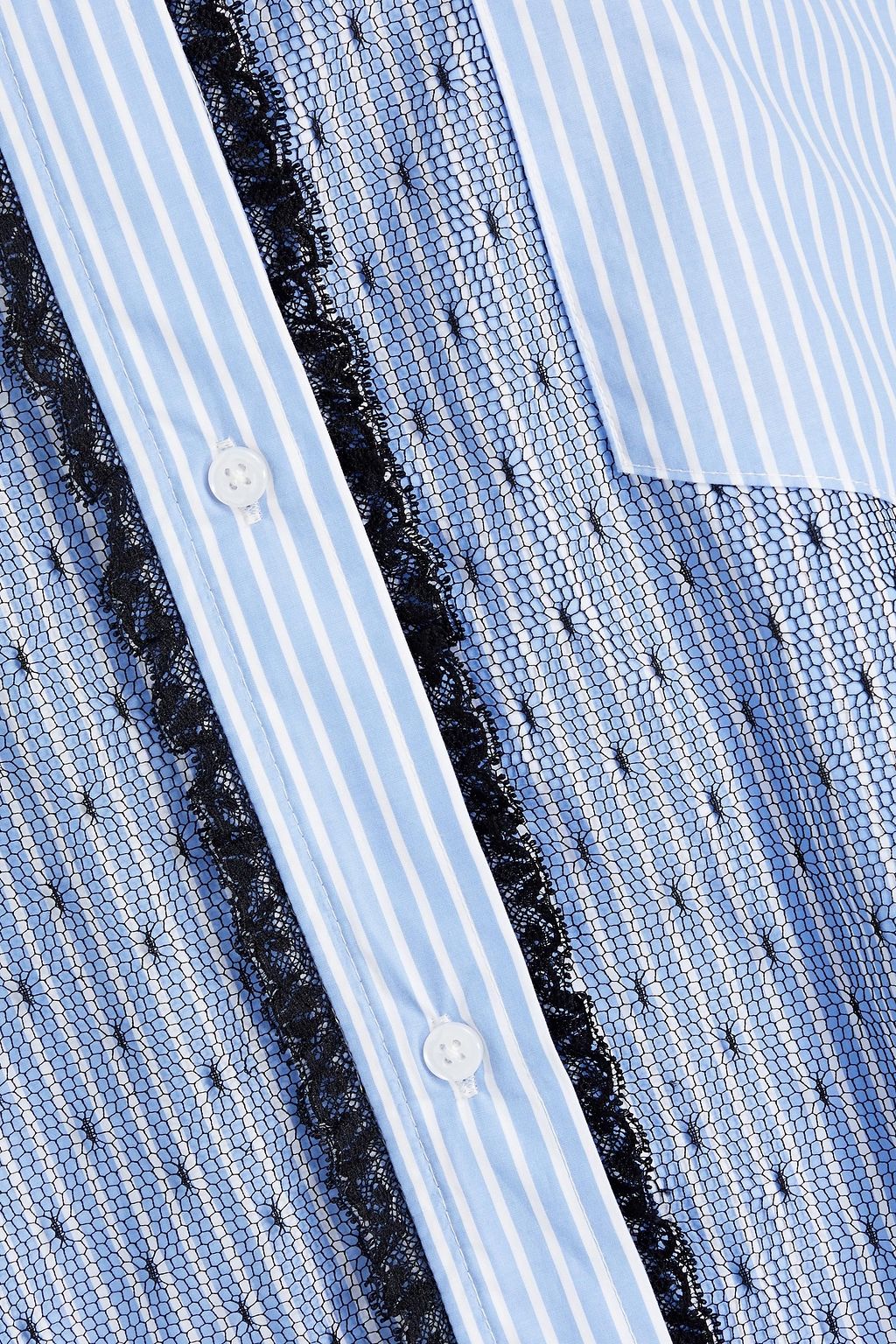 REDVALENTINO Point d'esprit-paneled striped cotton-poplin shirt