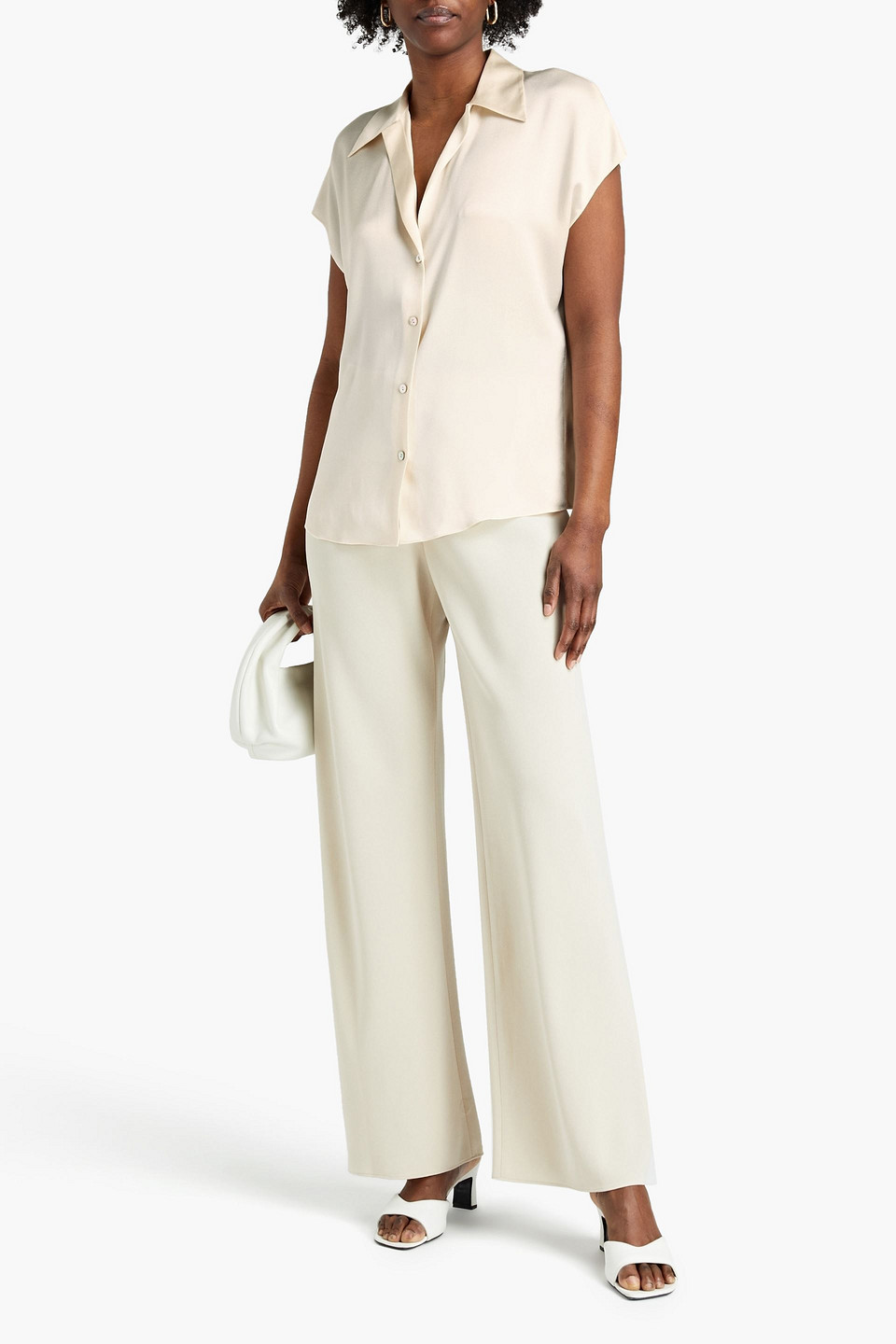Vince Silk-satin Crepe Shirt In Orange