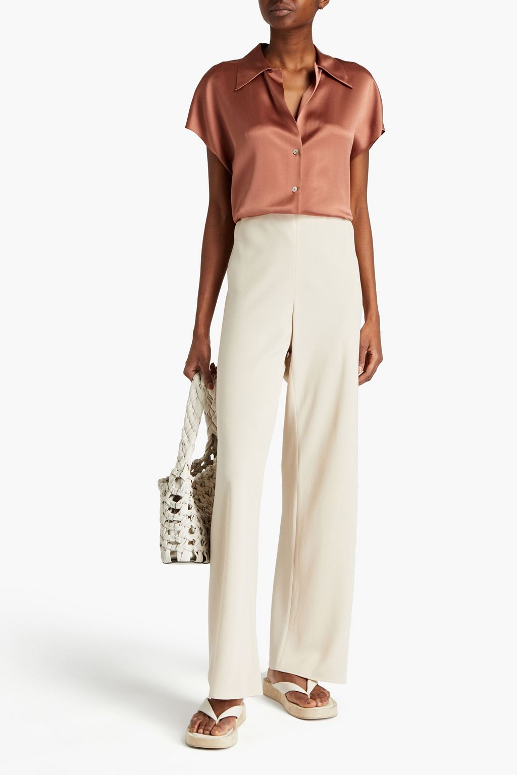 VINCE. Silk-satin crepe shirt