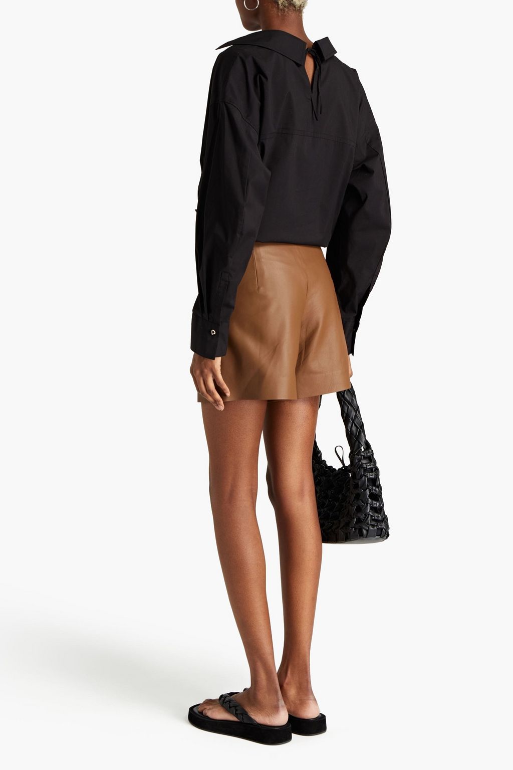 VINCE. Cotton-blend poplin wrap blouse