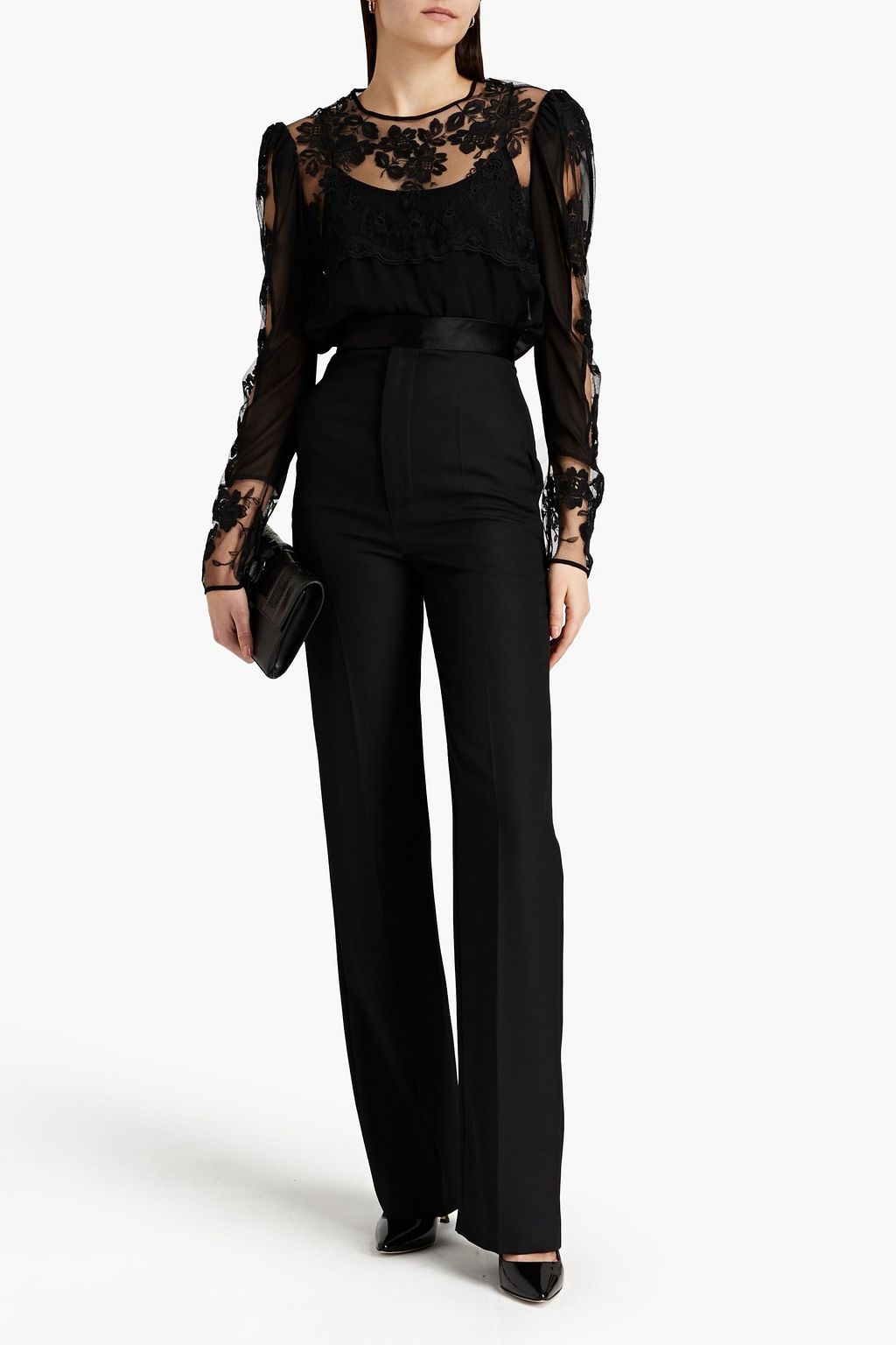 REDVALENTINO Embroidered silktulle blouse THE