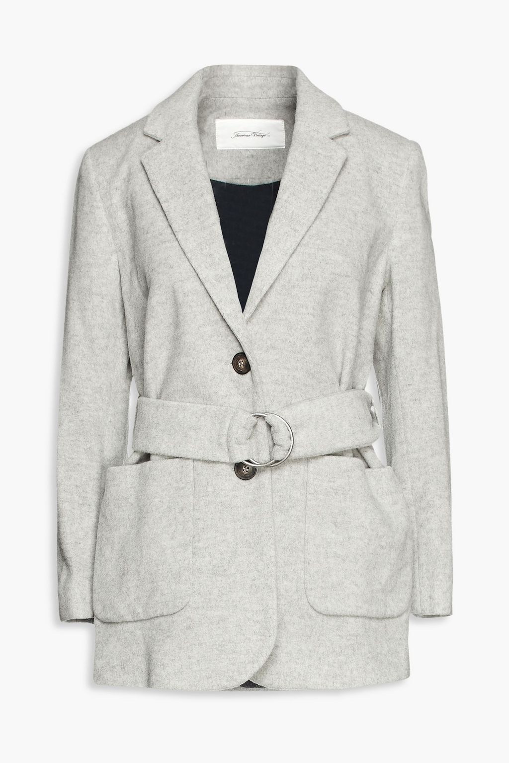 Gray Belted brushed wool-blend felt 