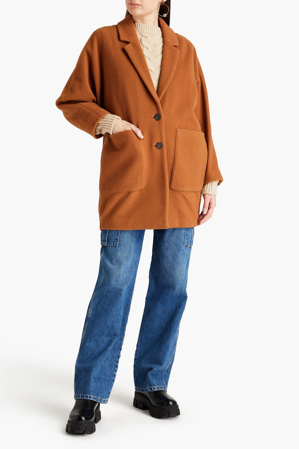 American Vintage Wool-blend Felt Coat In Brown