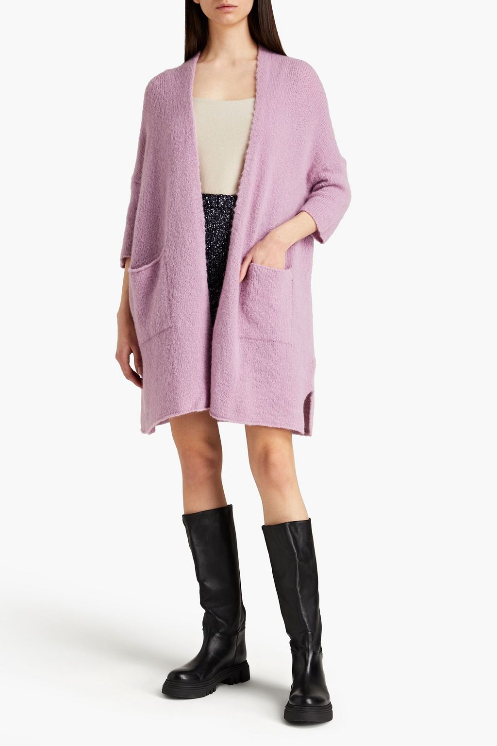 Lilac Oversized knitted cardigan | AMERICAN VINTAGE | THE OUTNET