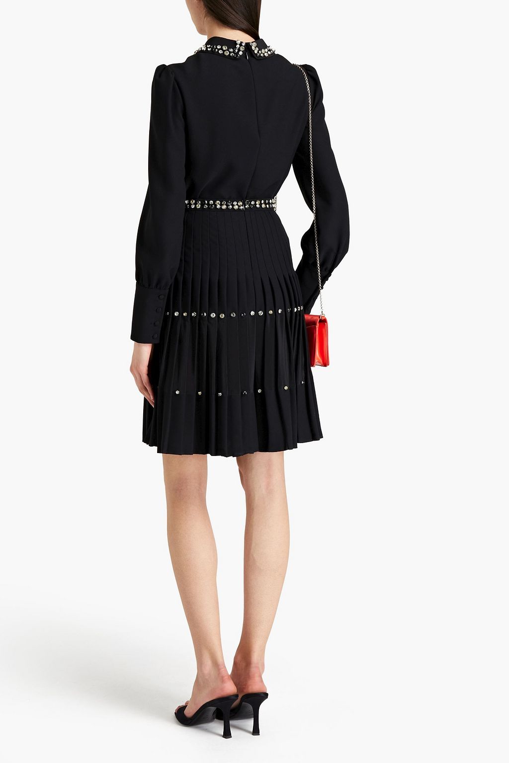 REDVALENTINO Crystal-embellished satin-crepe blouse