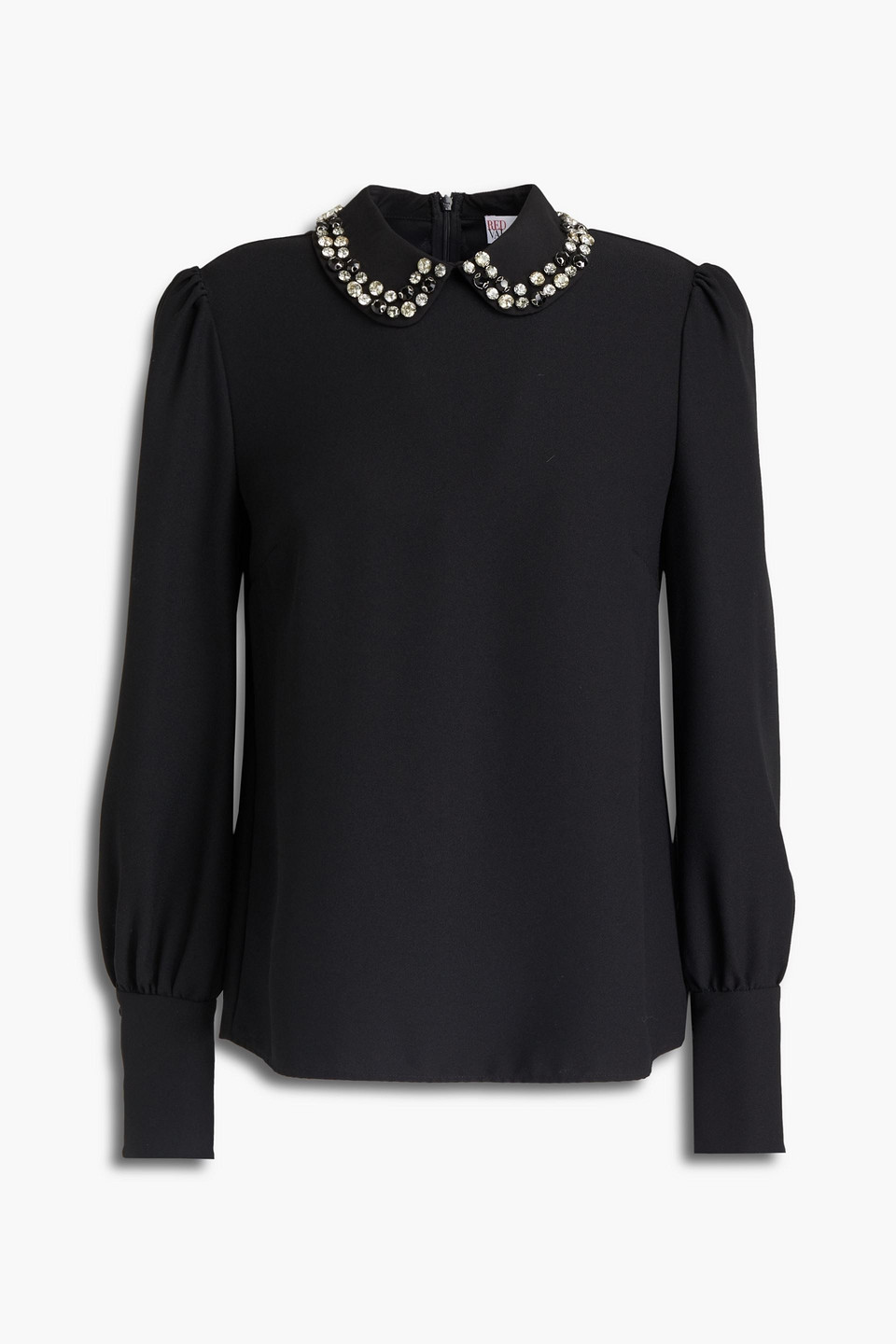 Redvalentino Woman Crystal-embellished Satin-crepe Blouse Black Size 48
