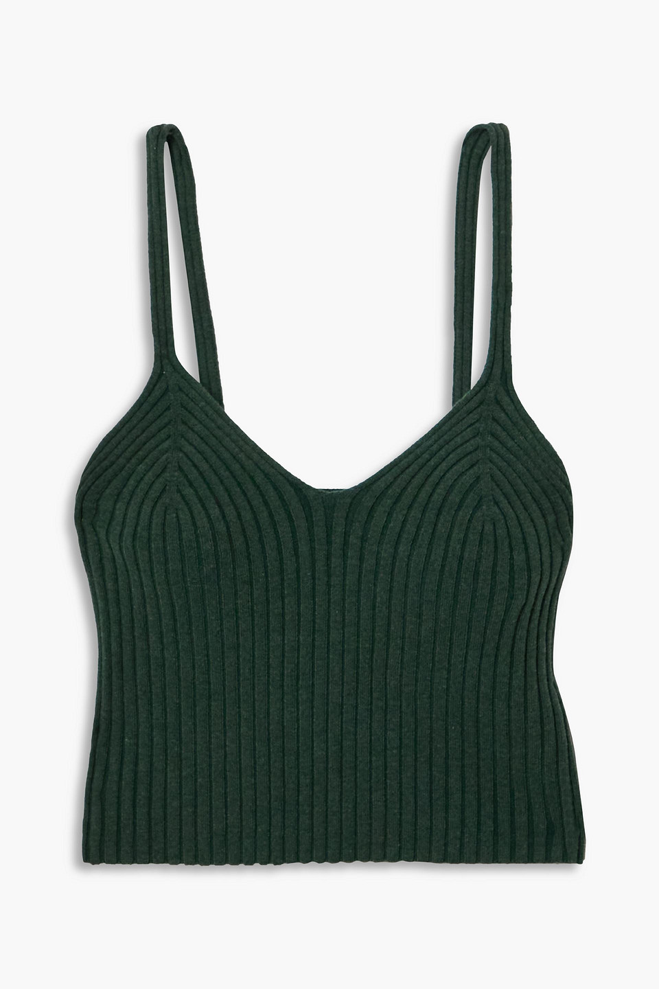 the range - cropped ribbed-knit tank - green - l