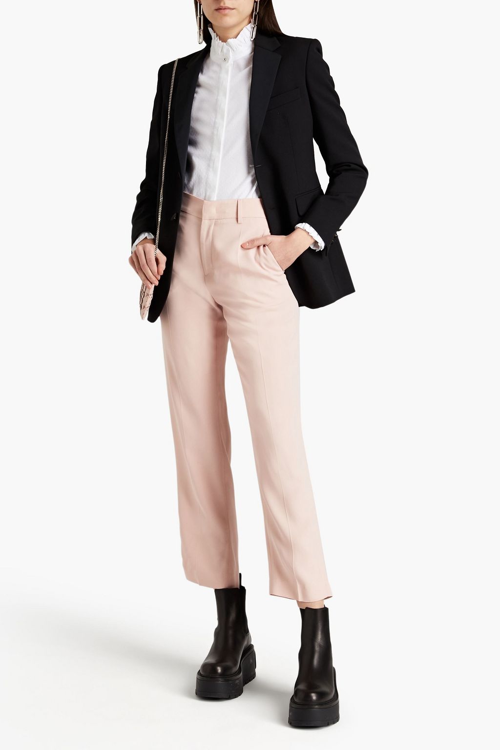 REDVALENTINO Satin-trimmed crepe blazer