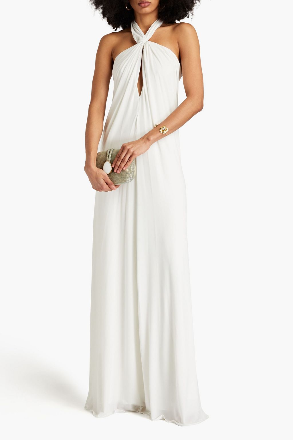Halston heritage cold shoulder crepe gown deals