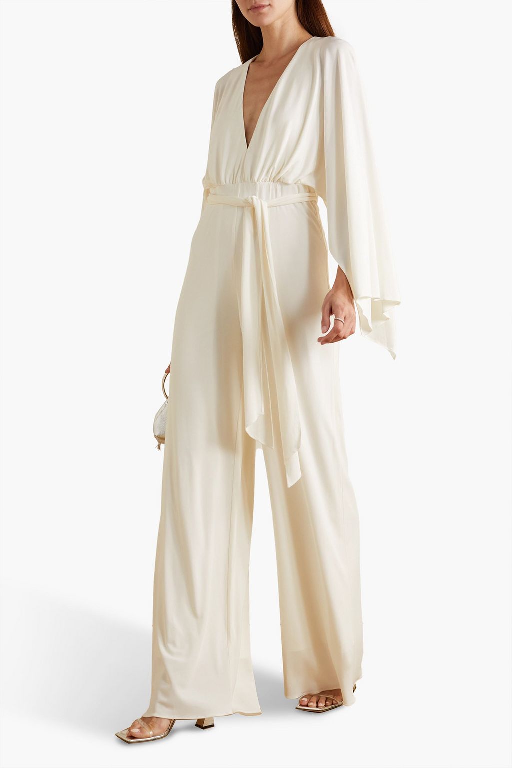 HALSTON Raegan draped jersey jumpsuit