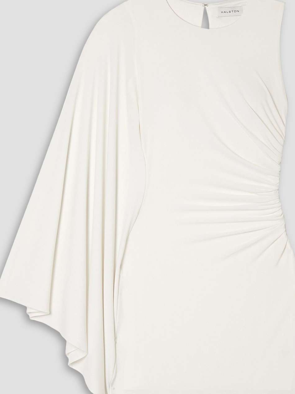 kenna one-sleeve ruched jersey mini dress