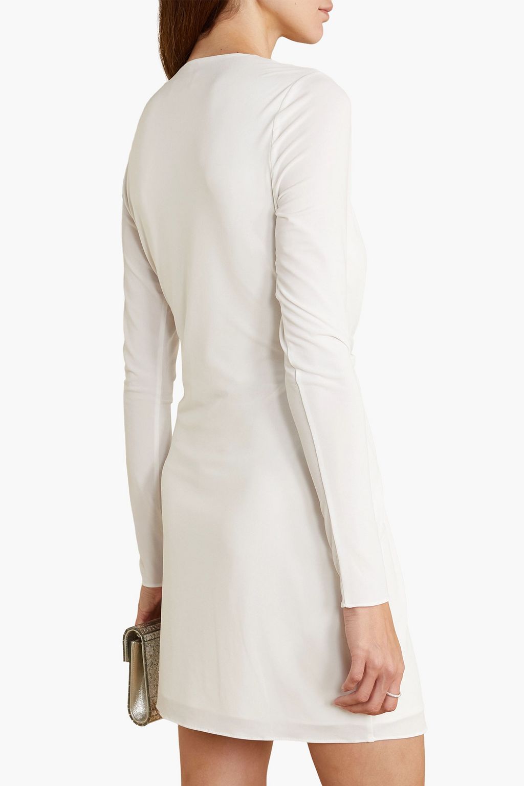 HALSTON ストレッチジャージー ミニワンピース ツイスト入り