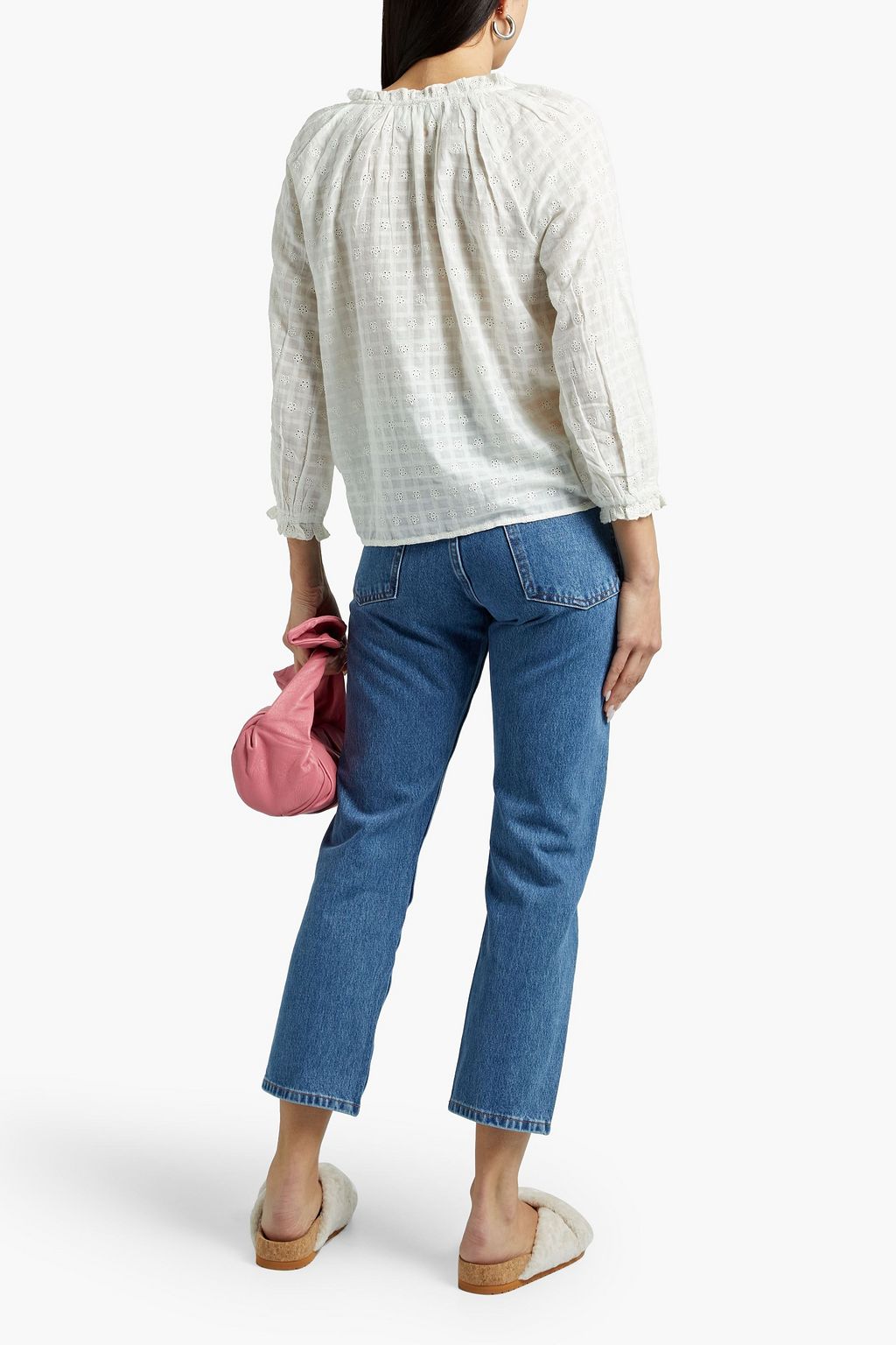 VELVET BY GRAHAM & SPENCER Matilda checked broderie anglaise cotton blouse