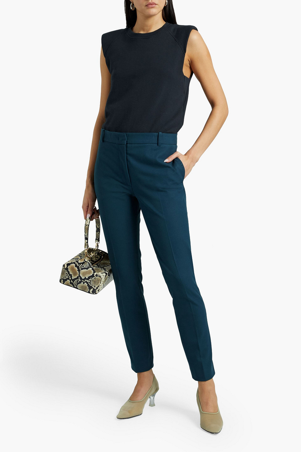 Joseph Stretch-gabardine Slim-leg Pants In Petrol