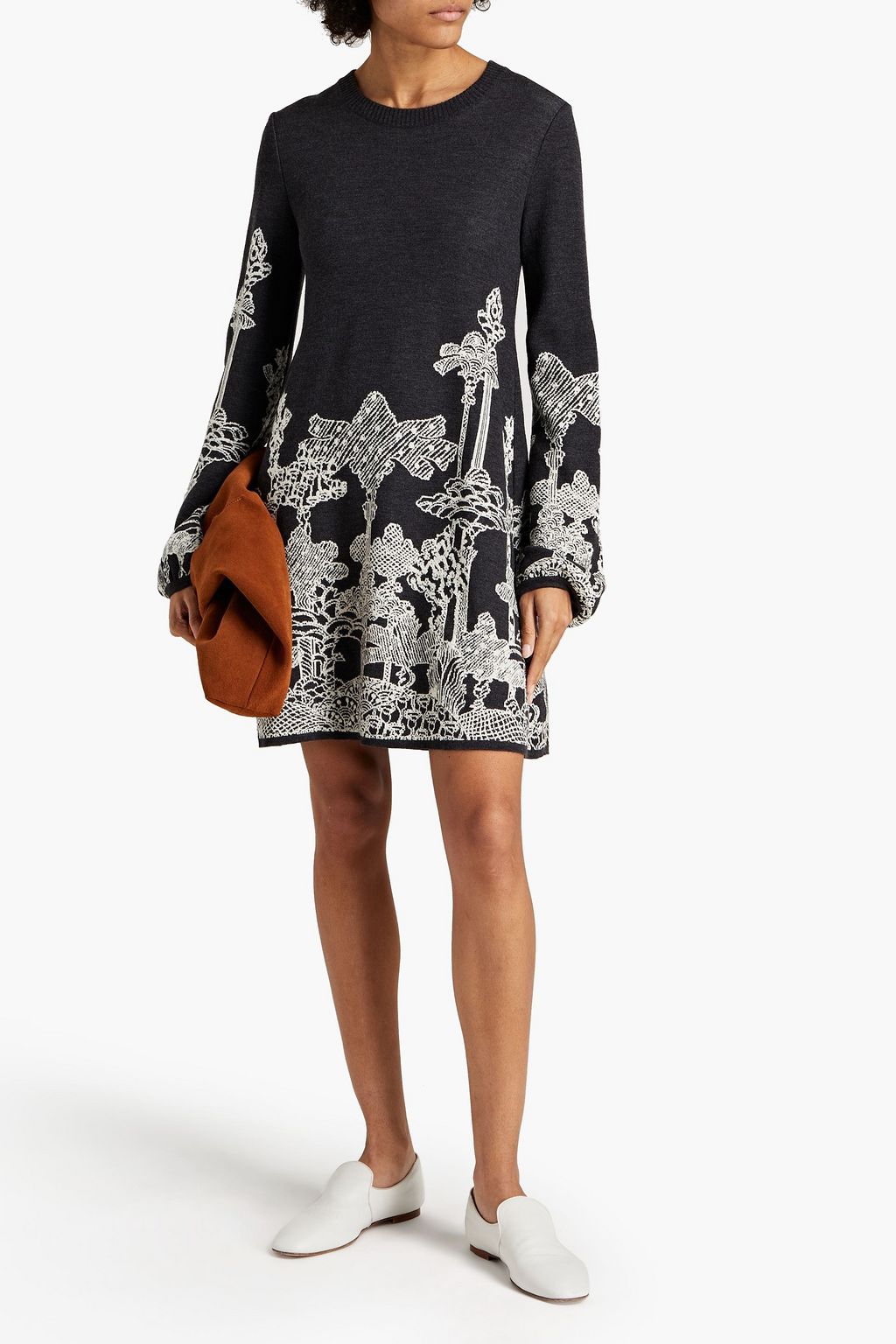 CHLOÉ Jacquard-knit wool mini dress