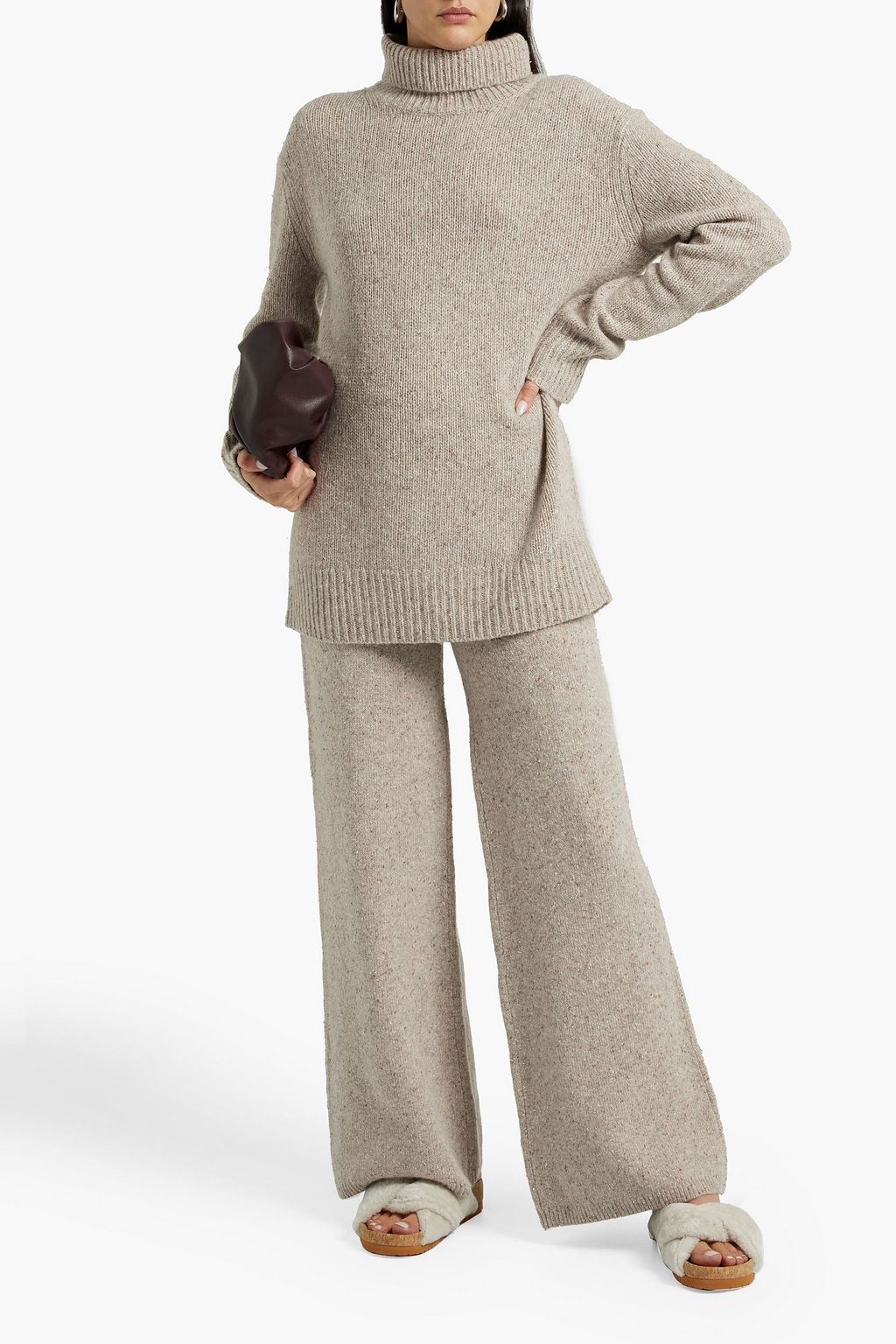 JOSEPH Donegal wool-blend wide-leg pants