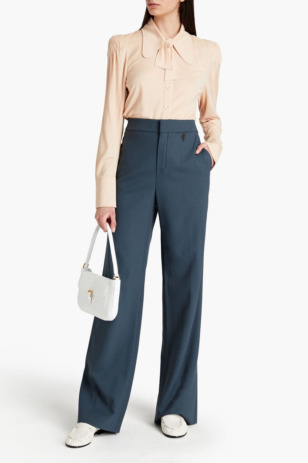 CHLOÉ Grain de poudre wool-blend straight-leg pants