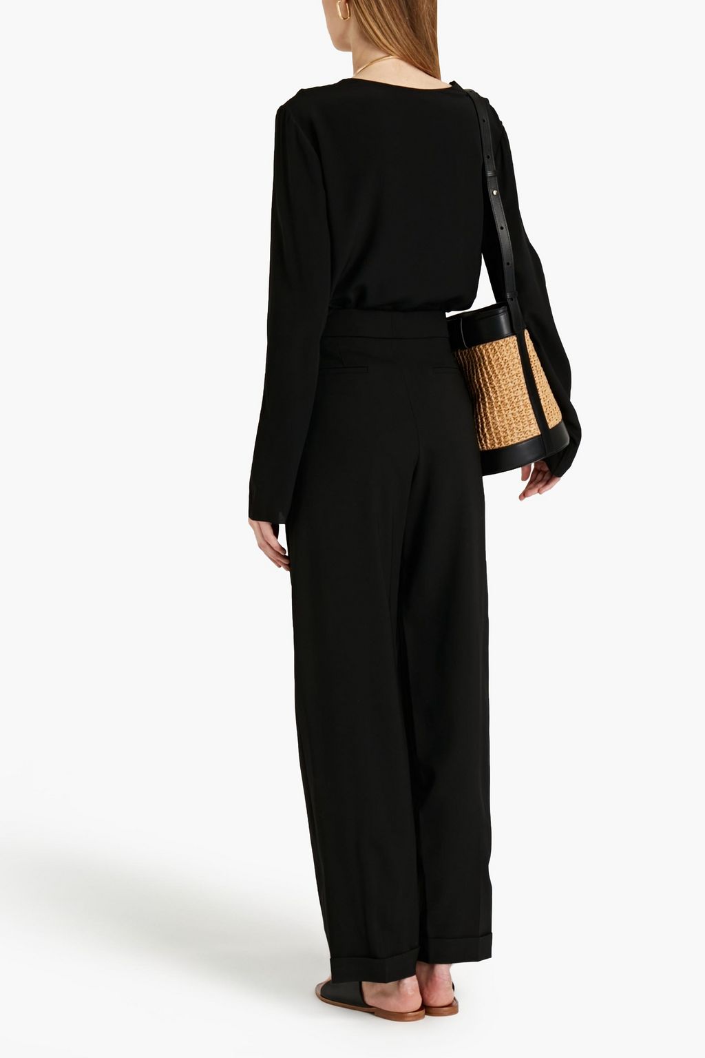CHLOÉ Pleated wool-blend straight-leg pants