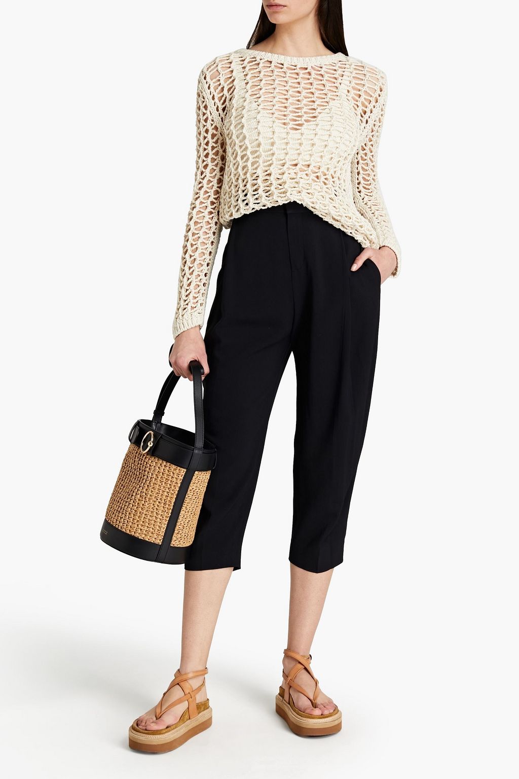 CHLOÉ Cropped crepe tapered pants
