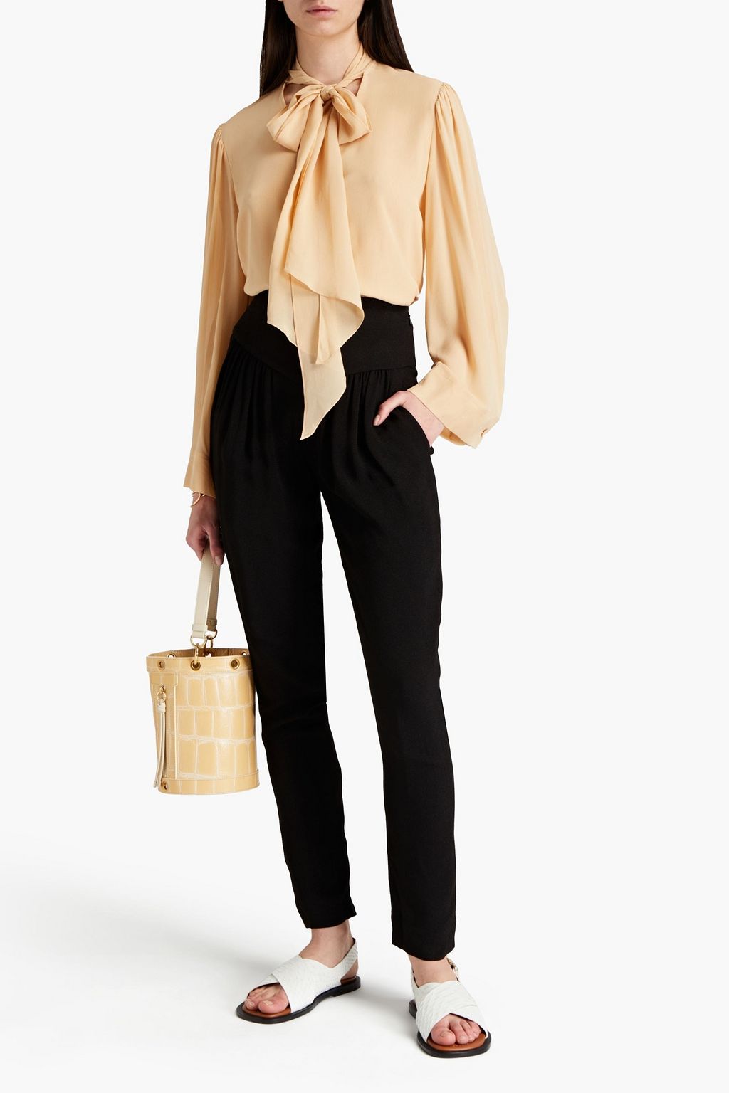 CHLOÉ Gathered crepe tapered pants