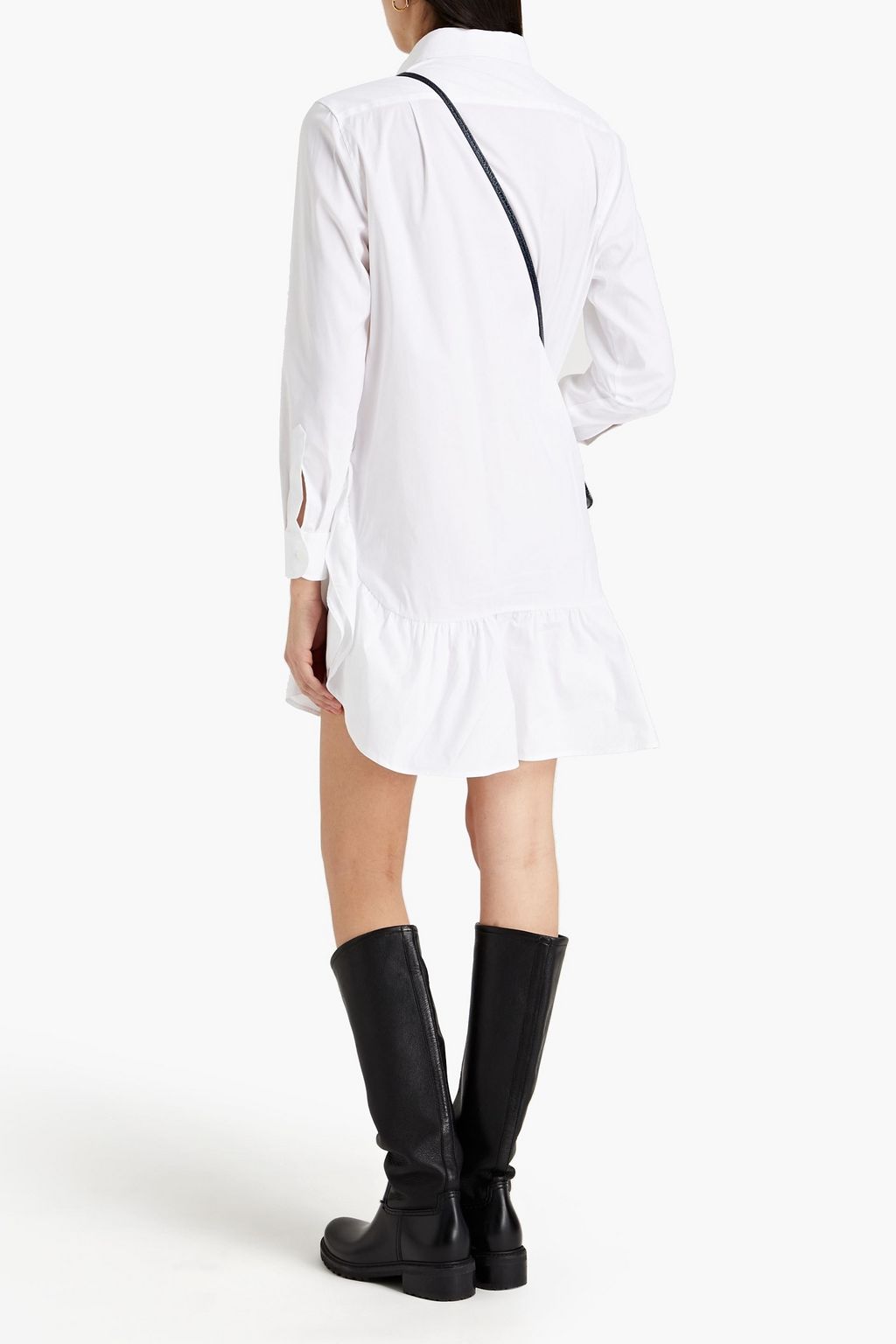 REDVALENTINO Gathered cotton-blend poplin mini shirt dress
