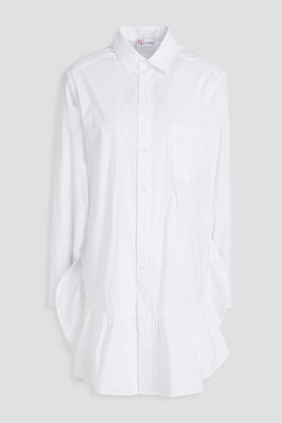 Redvalentino Woman Gathered Cotton-blend Poplin Mini Shirt Dress White Size 40