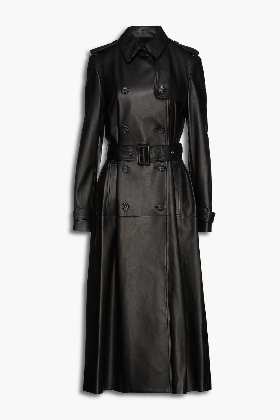 Redvalentino Woman Pleated Leather Trench Coat Black Size 48