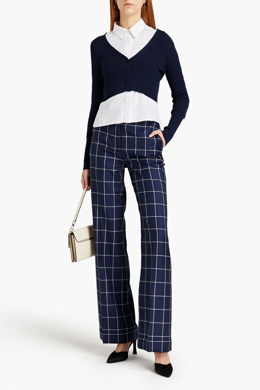 OSCAR DE LA RENTA Cropped ribbed silk-blend cardigan