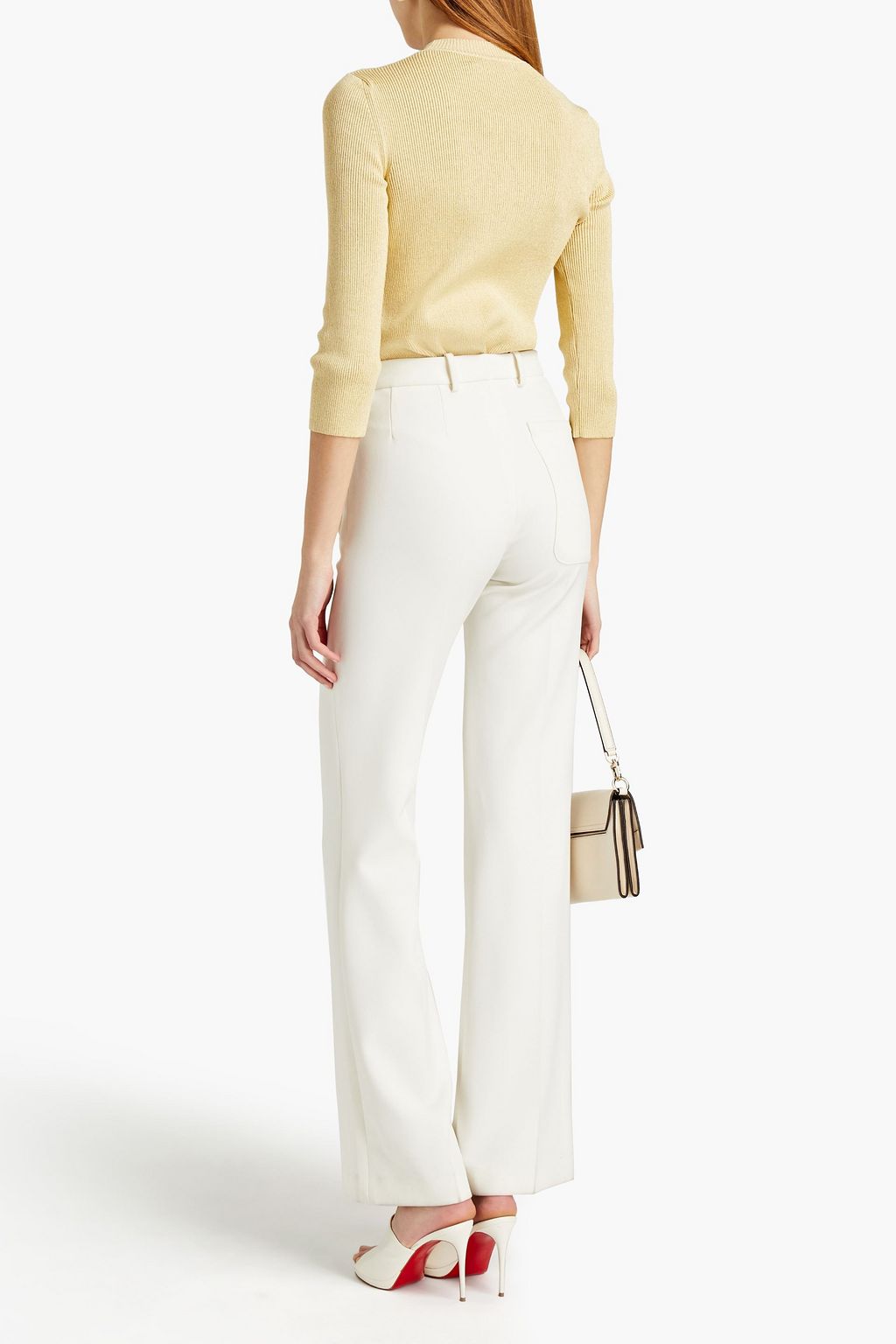 OSCAR DE LA RENTA Metallic ribbed silk-blend sweater