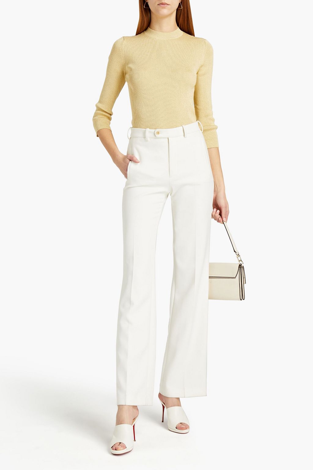 OSCAR DE LA RENTA Metallic ribbed silk-blend sweater