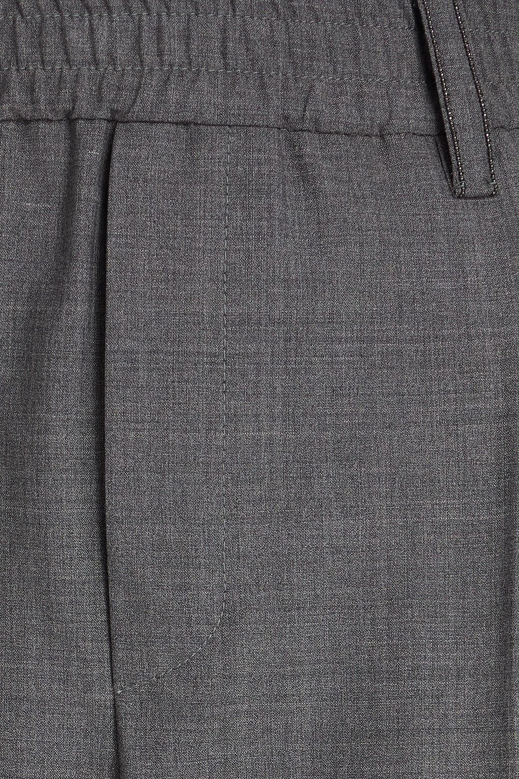 BRUNELLO CUCINELLI Bead-embellished wool-blend tapered pants