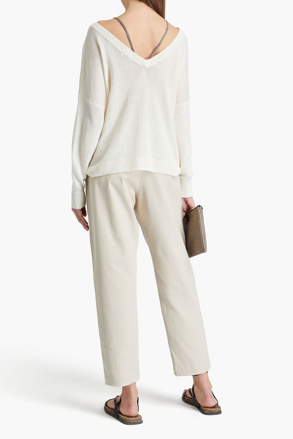 BRUNELLO CUCINELLI Pullover aus einer Leinen-Seidenmischung mit Verzierung