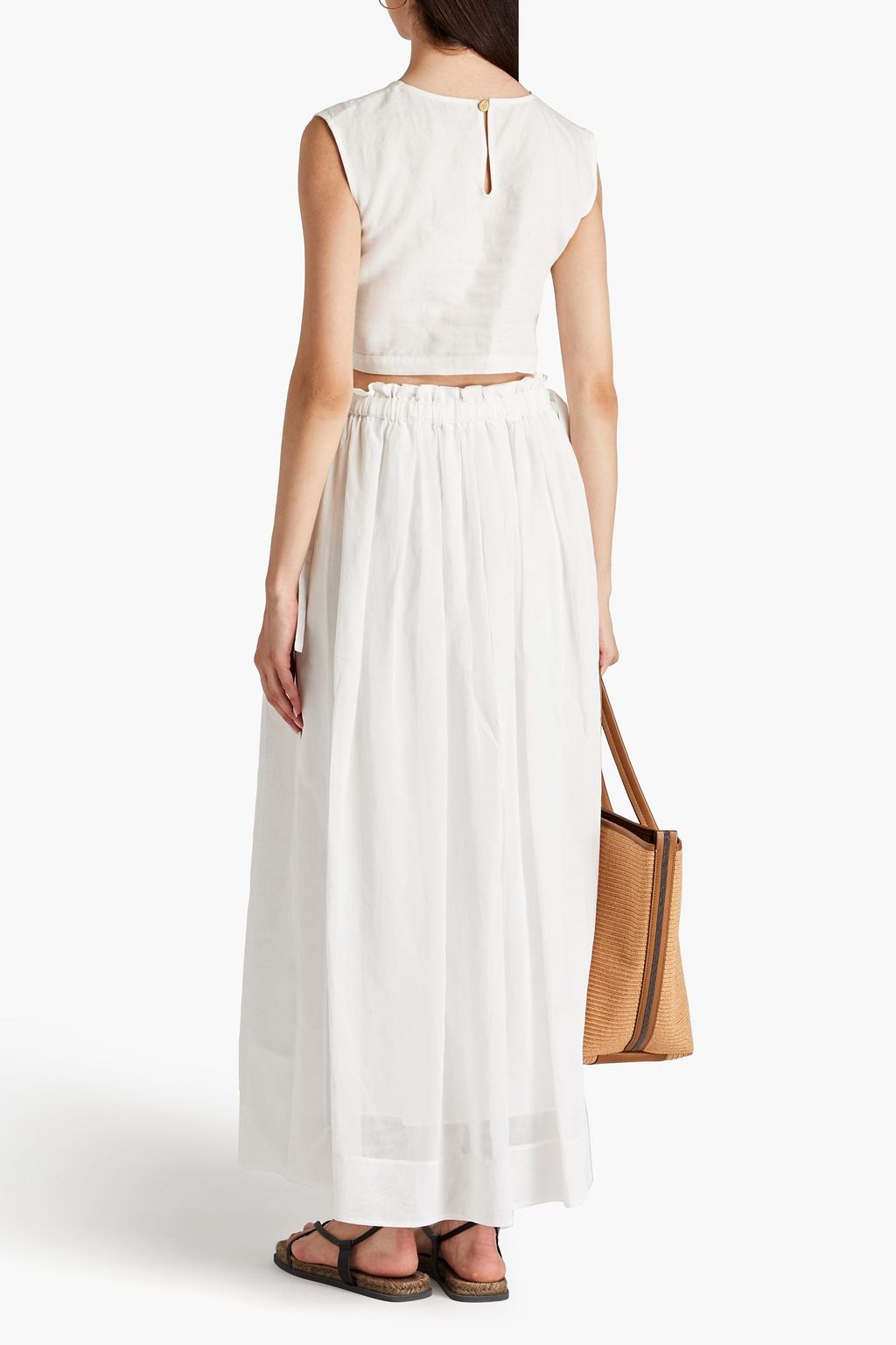 BRUNELLO CUCINELLI Bead-embellished organza maxi skirt