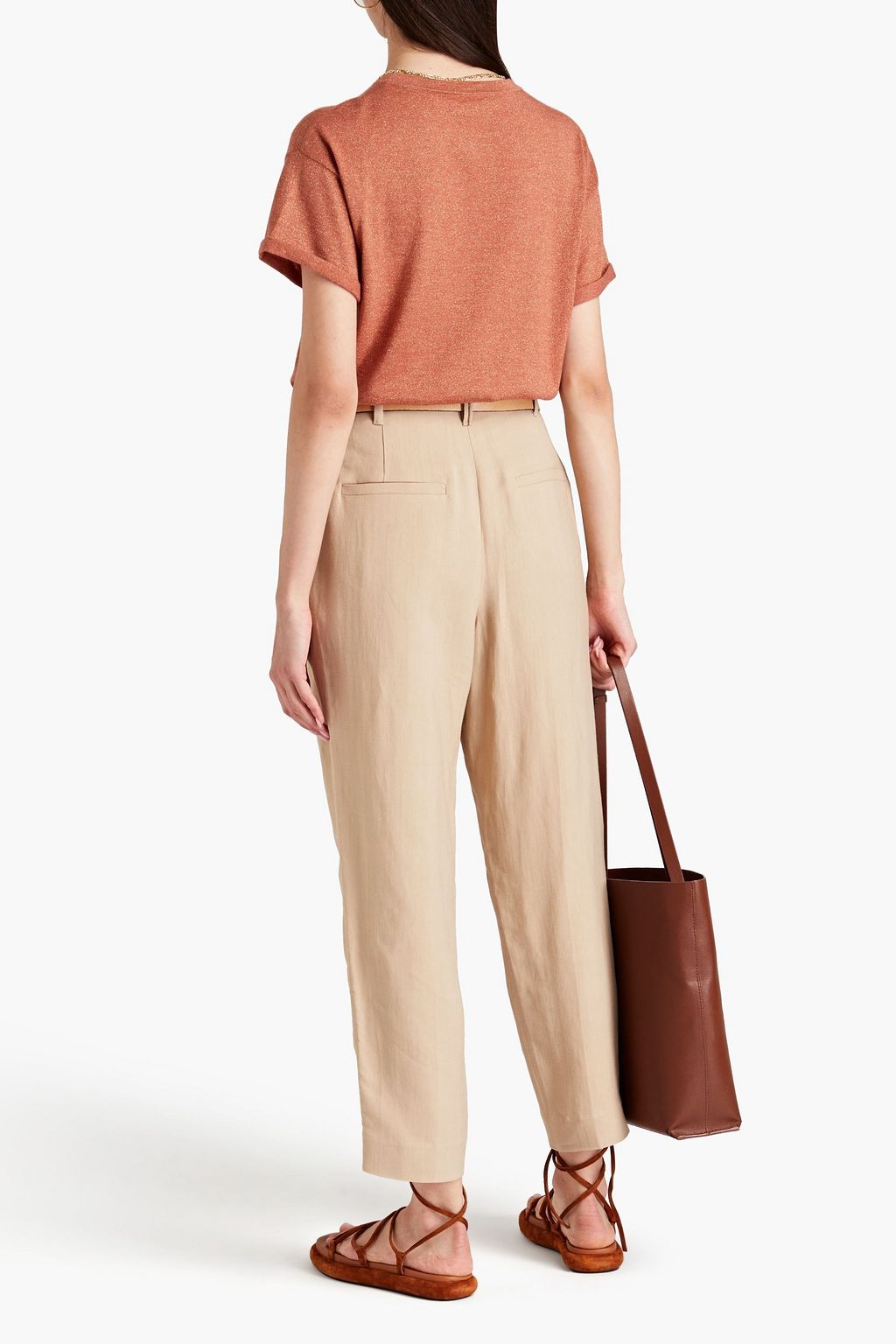 BRUNELLO CUCINELLI Cropped bead-embellished twill tapered pants