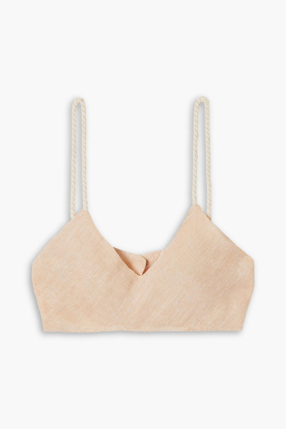 Le Kasha + Net Sustain Ashmant Cropped Organic Linen Bralette In Peach