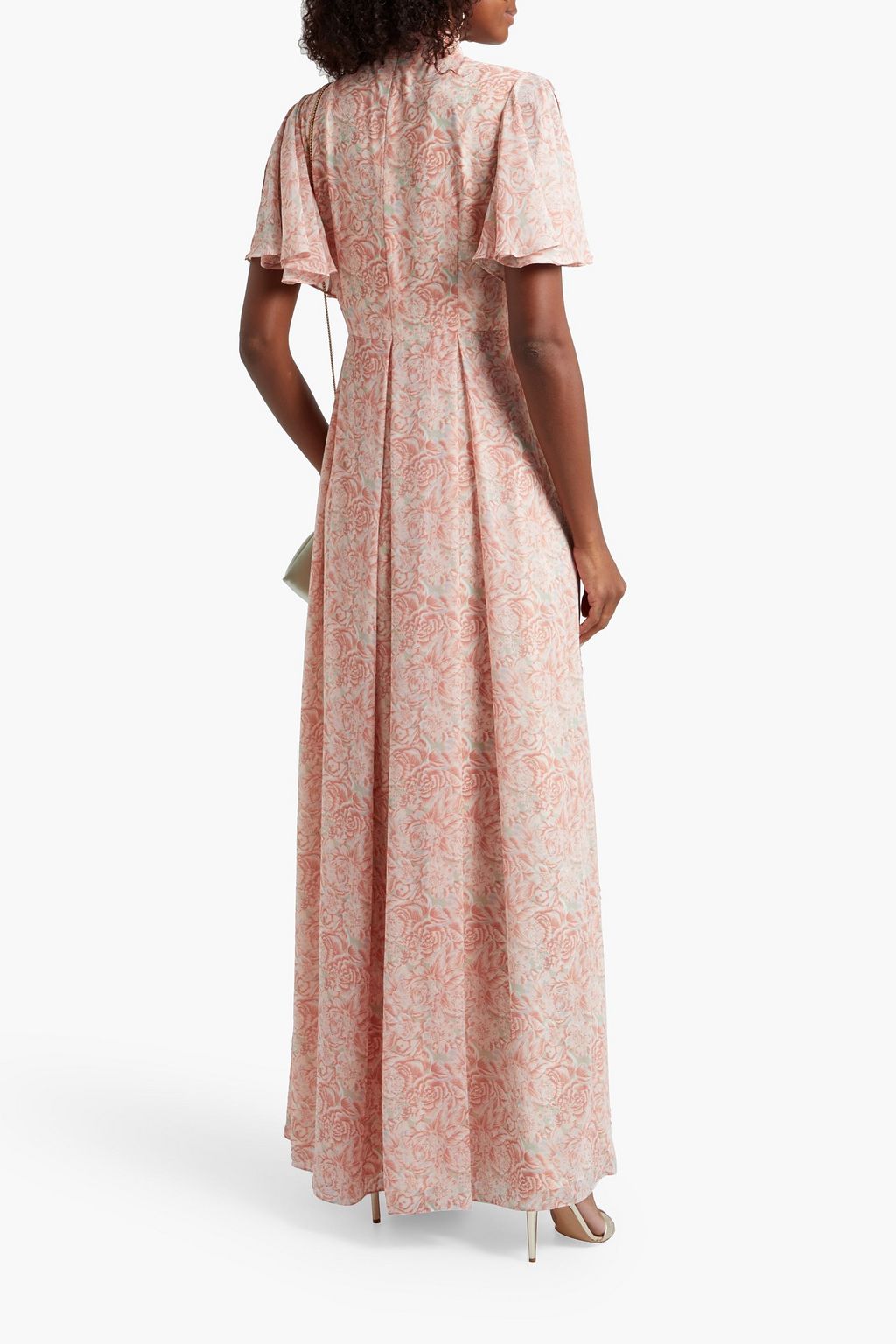 MIKAEL AGHAL Pleated floral-print chiffon maxi dress