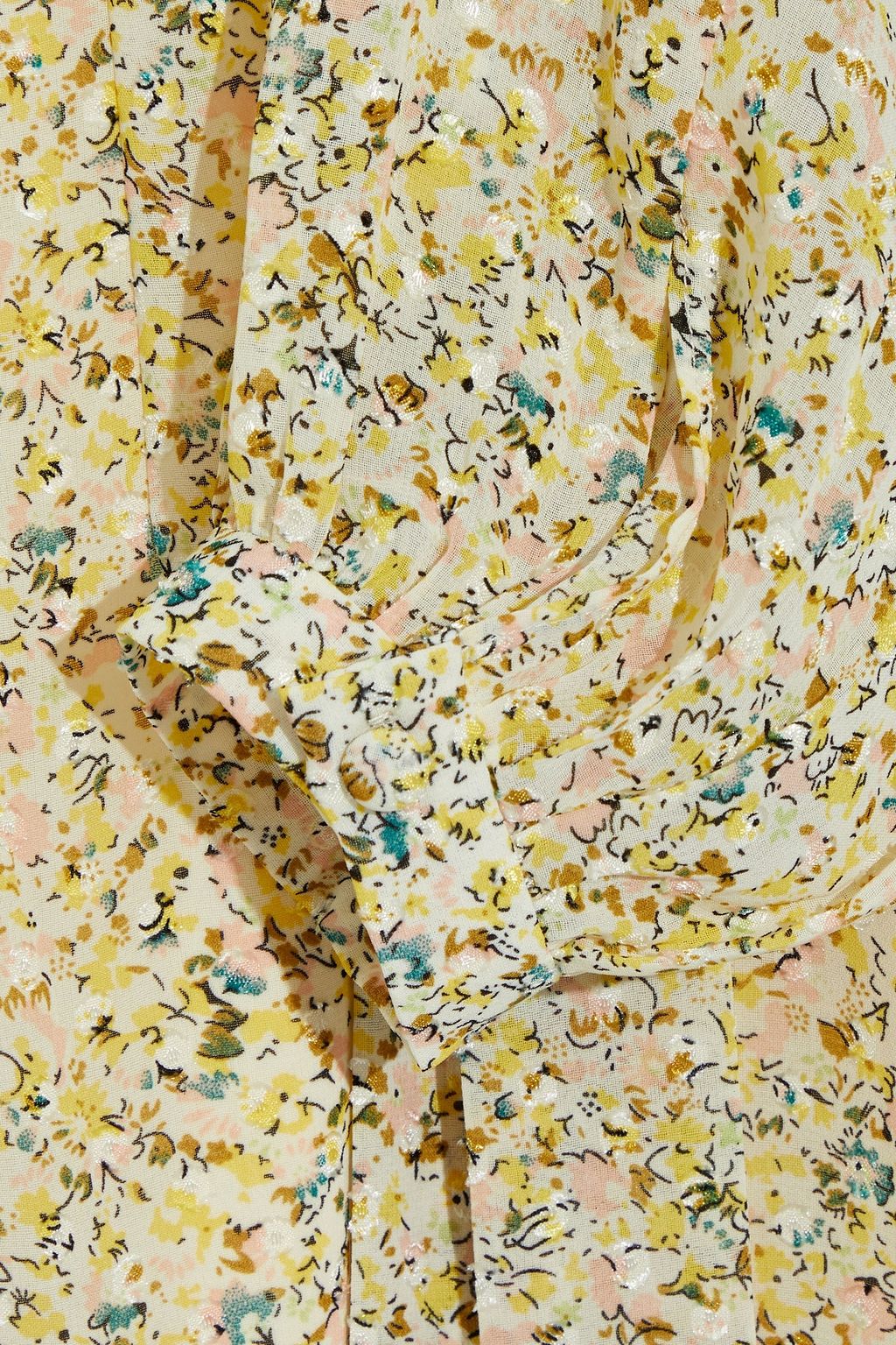 MIKAEL AGHAL Tie-neck gathered printed fil coupé and chiffon maxi dress