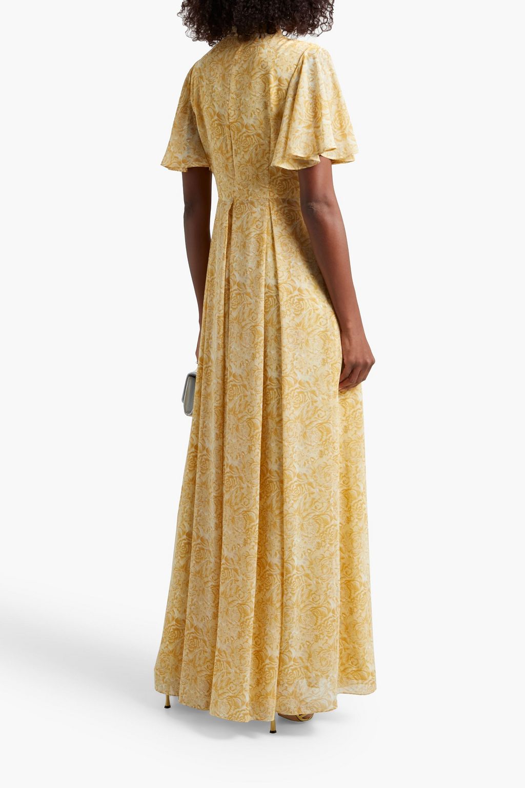 MIKAEL AGHAL Pleated floral-print chiffon maxi dress