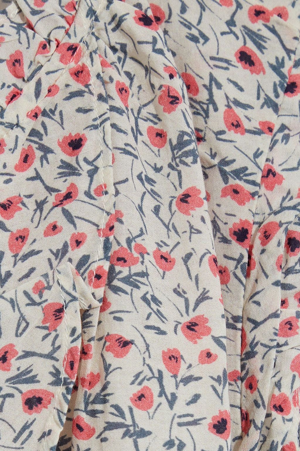 VELVET BY GRAHAM & SPENCER Ruffle-trimmed floral-print cotton-blend top